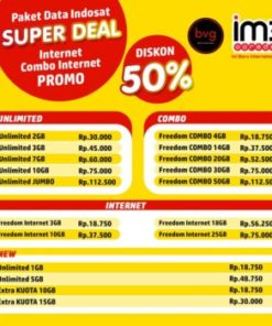 DISKON 50% - Paket Data Indosat Freedom Internet Freedom Combo Unlimited PROMO !