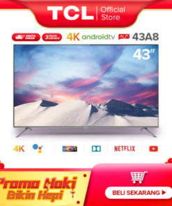 TCL 43 inch Smart LED TV - Android 9.0 - 4K Ultra HD - Google Voice/Netflix/YouTube - WiFi/HDMI/USB/Bluetooth Dolby Sound (Model : 43A8)