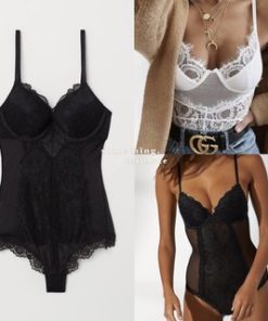 H&M Pushup Lace Bodysuit Korset Perut Push Up Corset Bra Kemben Body Suit Bustier Waist Slimmer