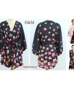 KIMONO SATIN BLACK H&M, BISA UNTUK OUTER CANTIK TERMURAH HM9066BLK