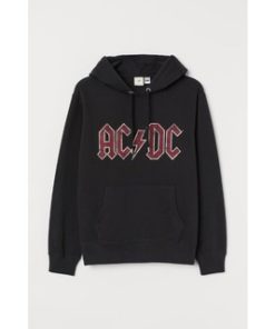 H&M HOODIE ACDC BLACK FONT RED ORIGINAL