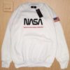 Sweater H&M NASA Script Fleece Crew Neck Sweatshirt - White