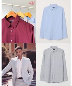 H&M EASY IRON SLIM-FIT COTTON SHIRT FOR MEN