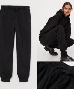 H&M black unisex fleece jogger pants fulltag