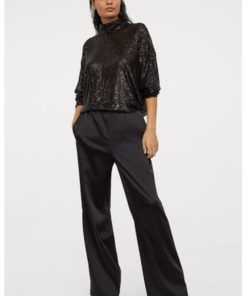 Wide satin trousers