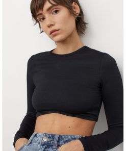 Cropped jersey top