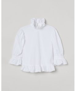 Puff-sleeved cotton blouse