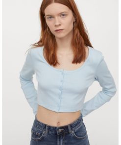 Button-front cropped top