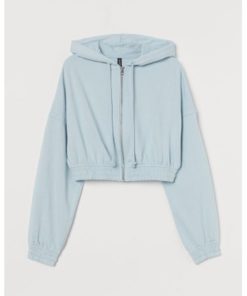 Cropped zip-through hoodie