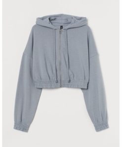 Cropped zip-through hoodie