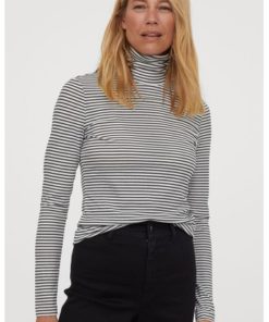 Jersey polo-neck top