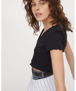 Button-front cropped top