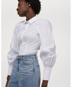 Puff-sleeved cotton shirt