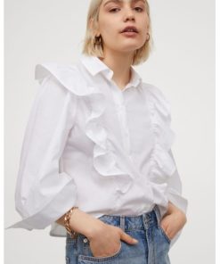 Flounced cotton shirt