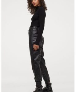 Faux leather utility trousers