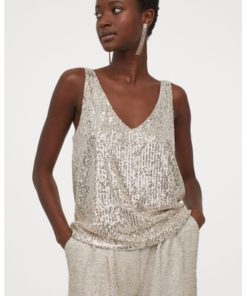 Sequined sleeveless top