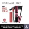 Maybelline Made For All Color Sensational Liquid Matte Lipstick Mauve and Hypercurl Mascara