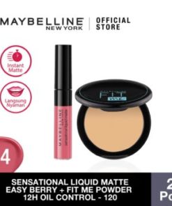 Maybelline Color Sensational Liquid Lipstick Easy Berry & 12H Oil Control Powder [ 120 ]