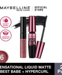 Maybelline Color Sensational Liquid Lipstick Best Babe & Volum Express Hypercurl Waterproof Mascara