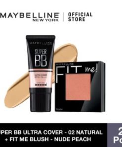 Maybelline Super BB Ultra Cover SPF 50 BB Cream (02 Natural) + Fit Me Blush (Nude Peach)