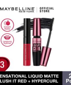 Maybelline Color Sensational Liquid Lipstick Flush it Red&Volum Express Hypercurl Waterproof Mascara
